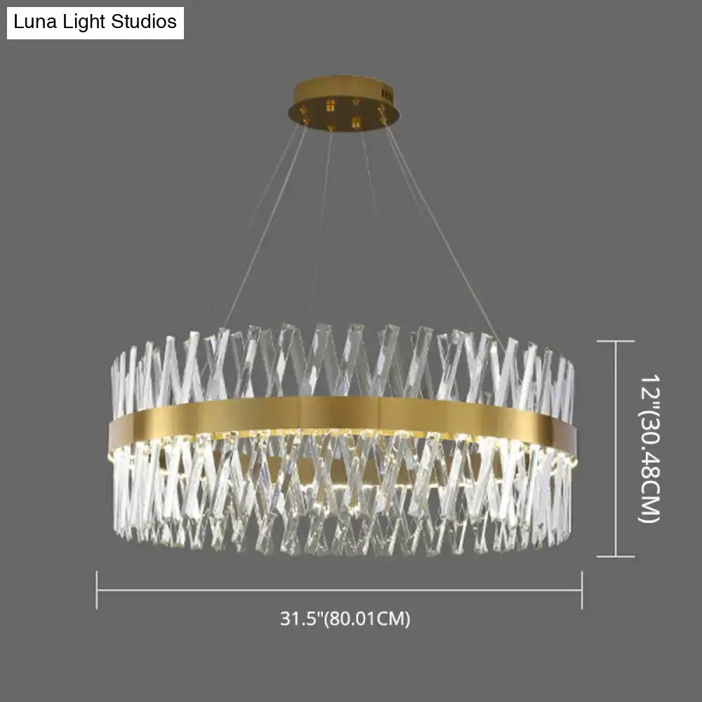 Postmodern gold finish geometric k9 crystal pendant light bedroom