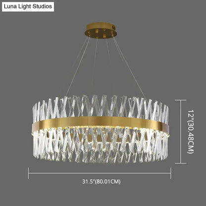 Postmodern gold finish geometric k9 crystal pendant light bedroom