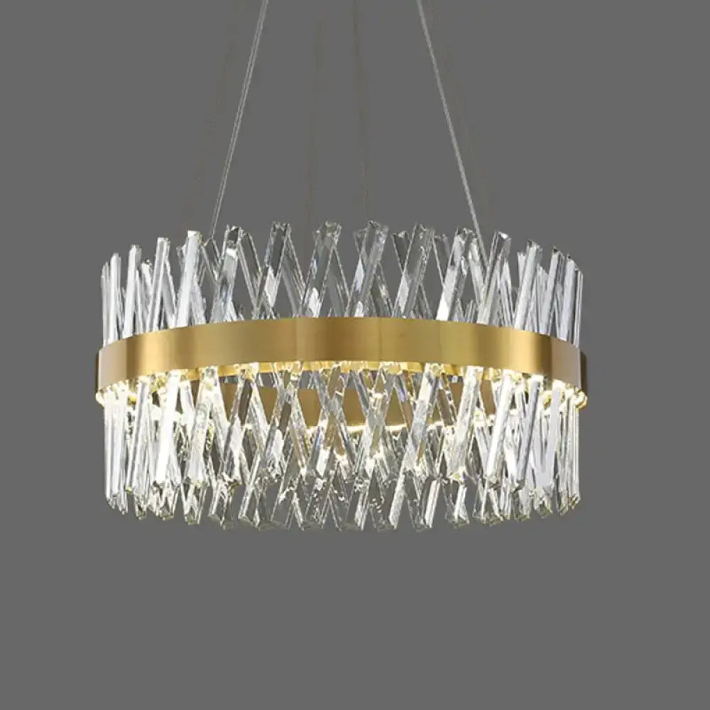 Postmodern gold finish geometric k9 crystal pendant light bedroom