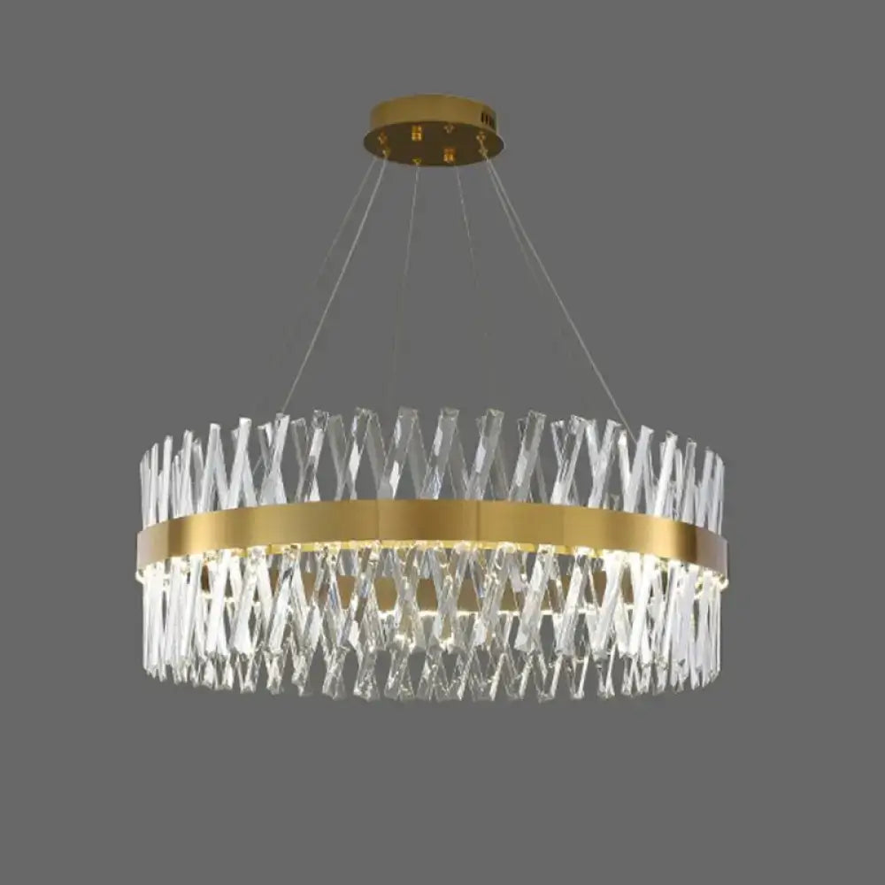 Postmodern gold finish geometric k9 crystal pendant light bedroom