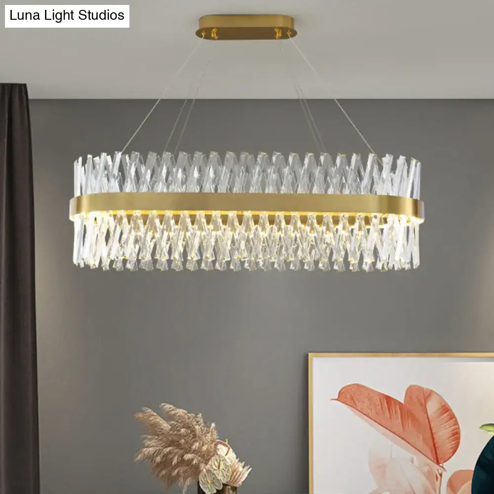 Postmodern gold finish geometric k9 crystal pendant light bedroom