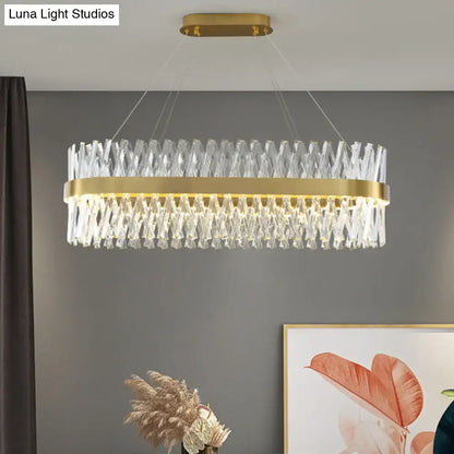 Postmodern gold finish geometric k9 crystal pendant light bedroom