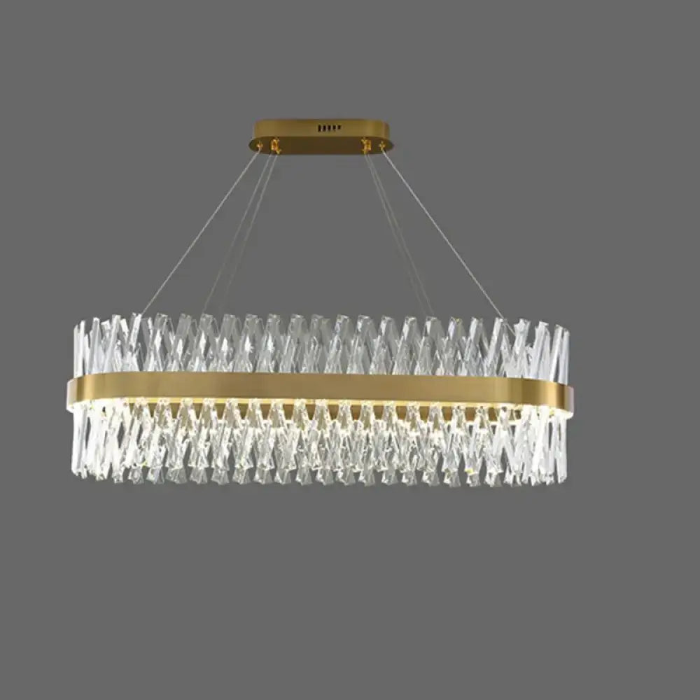 Postmodern gold finish geometric k9 crystal pendant light bedroom