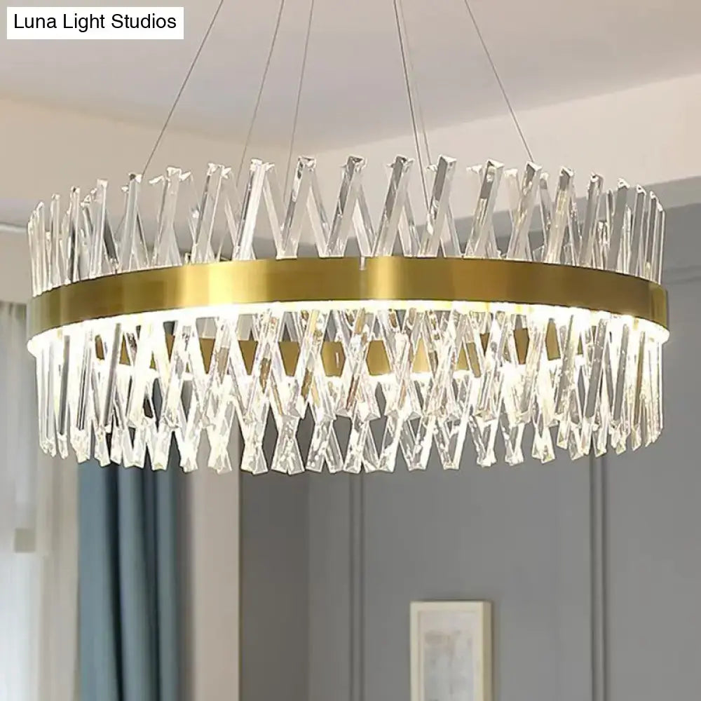 Postmodern gold finish geometric k9 crystal pendant light bedroom