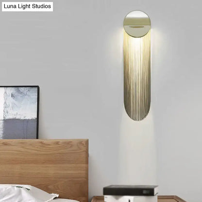 Postmodern gold fringed wall light fixture bedroom sconce