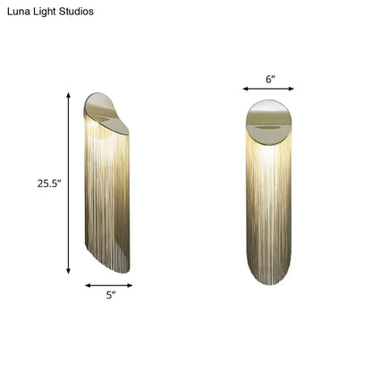 DecorBites™ Postmodern Gold Fringed Wall Light Fixture: Single-Bulb Bedside Wall Mounted Lamp
