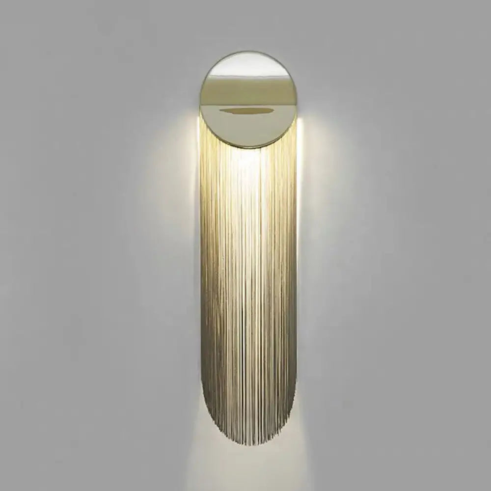 DecorBites™ Postmodern Gold Fringed Wall Light Fixture: Single-Bulb Bedside Wall Mounted Lamp