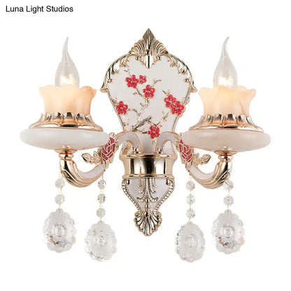 Postmodern gold frosted glass floral wall sconce – dining room 110v-120v