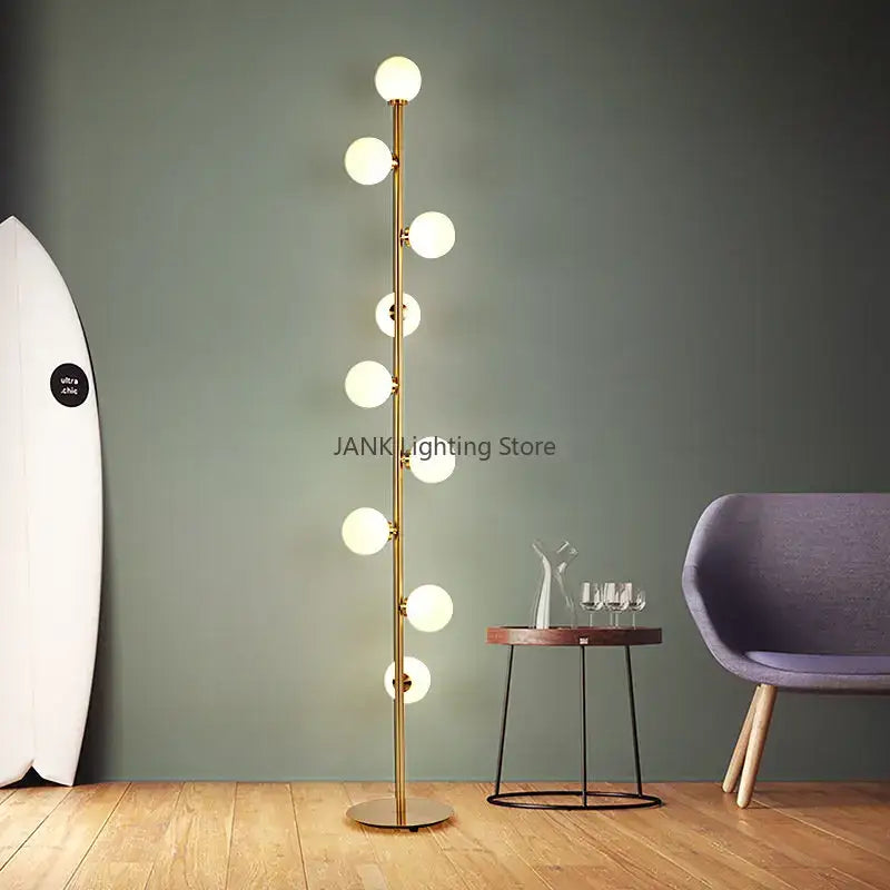Postmodern gold glass ball standing lamp living room floor light