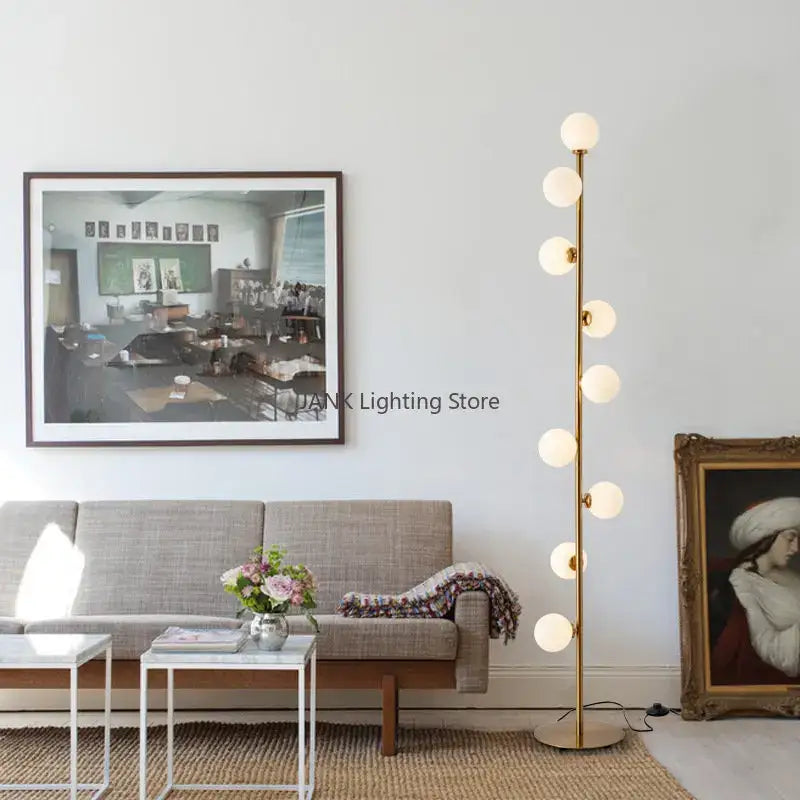 Postmodern gold glass ball standing lamp living room floor light