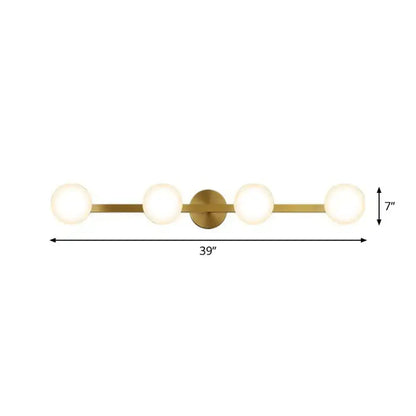 Postmodern gold glass globe wall sconce bathroom fixture height 11in