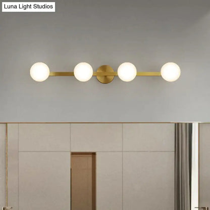 Postmodern gold glass globe wall sconce bathroom fixture height 11in