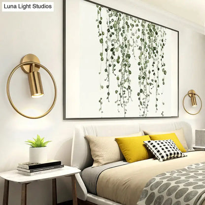 Postmodern gold halo ring wall sconce bedroom 16 inches fixture height