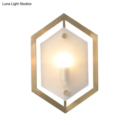 Postmodern gold hexagon wall lamp bedroom glass shade sconce lighting