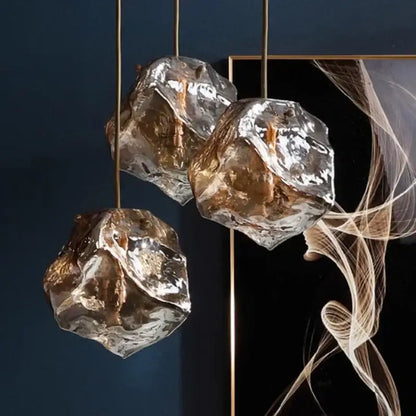 Postmodern gold irregular glass led chandelier dining room light