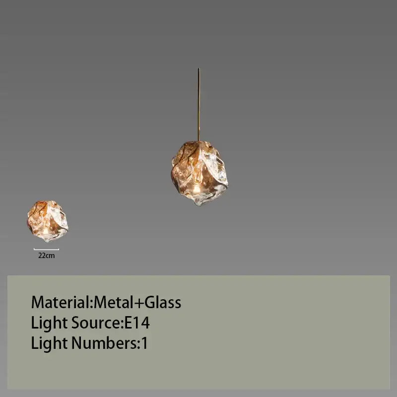 Postmodern gold irregular glass led chandelier dining room light