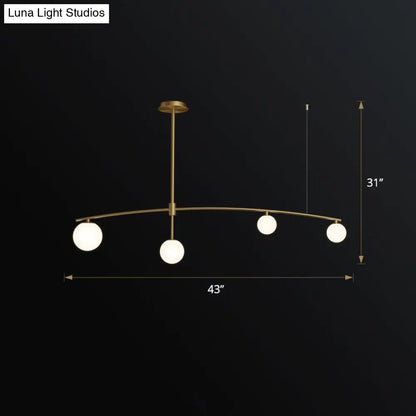 DecorBites™ Postmodern Gold Island Pendant Light with Frosted White Glass Orb Shape