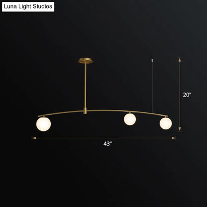 DecorBites™ Postmodern Gold Island Pendant Light with Frosted White Glass Orb Shape