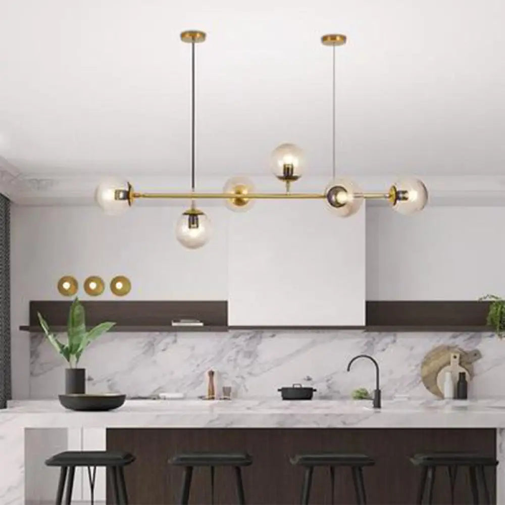 DecorBites™ Postmodern Gold Island Pendant with Glass Shades- Set of 6