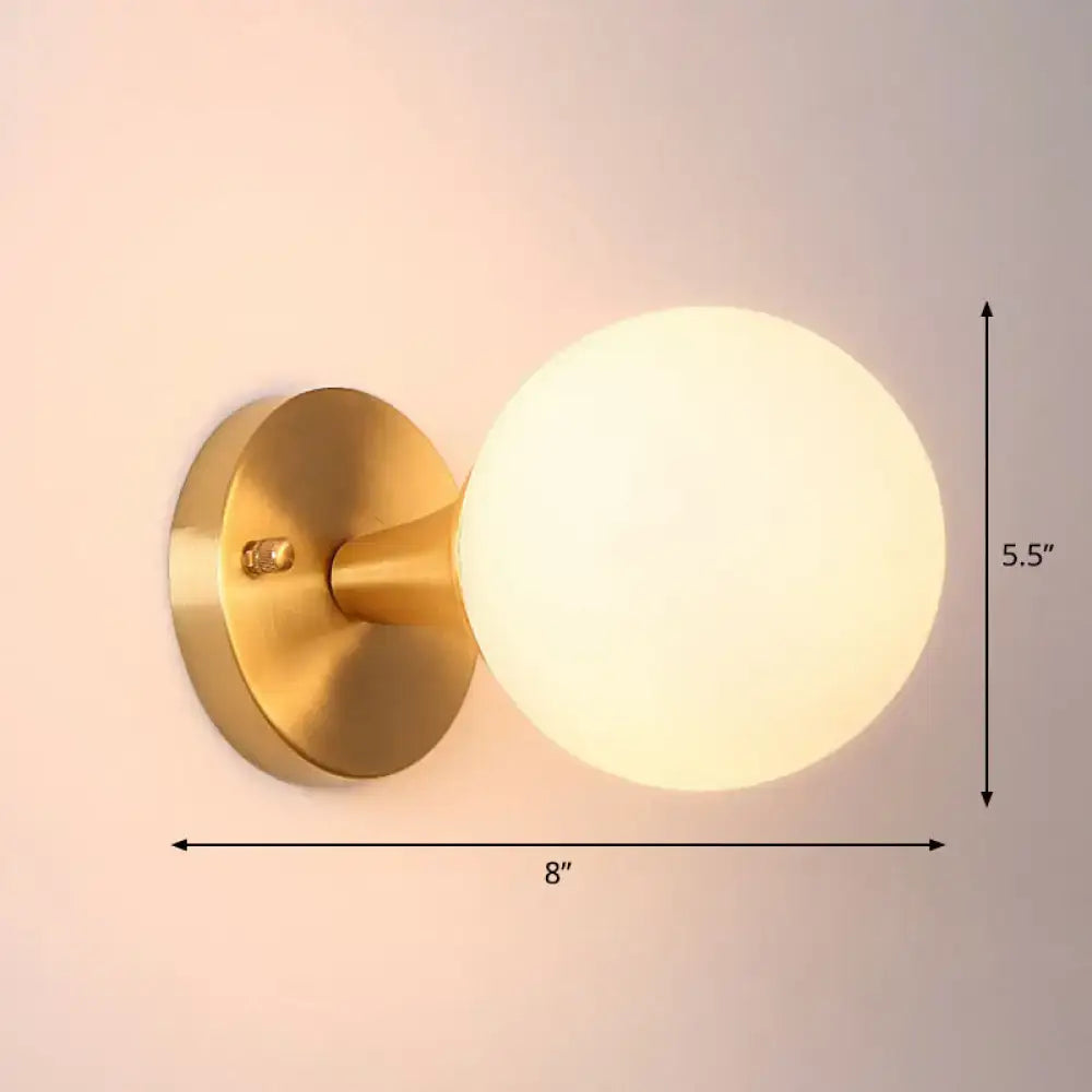 Postmodern gold milk glass globe sconce light living room wall lamp