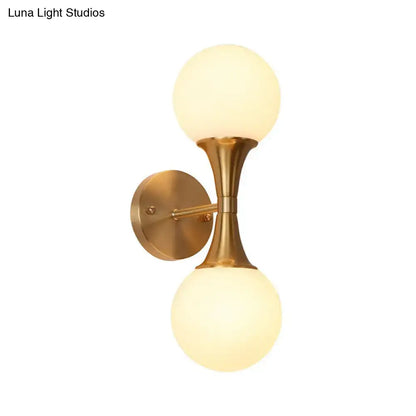 Postmodern gold milk glass globe sconce light living room wall lamp