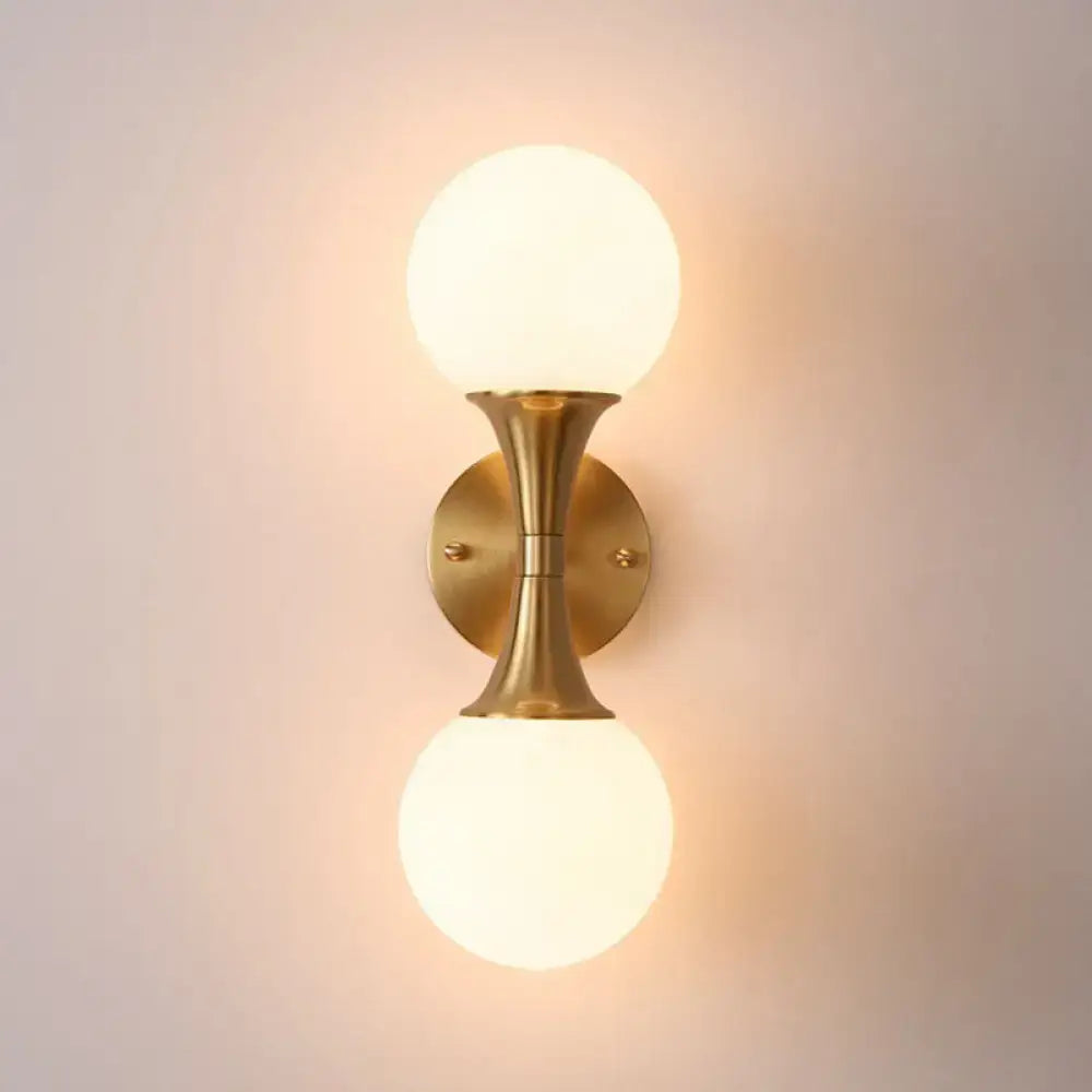 Postmodern gold milk glass globe sconce light living room wall lamp