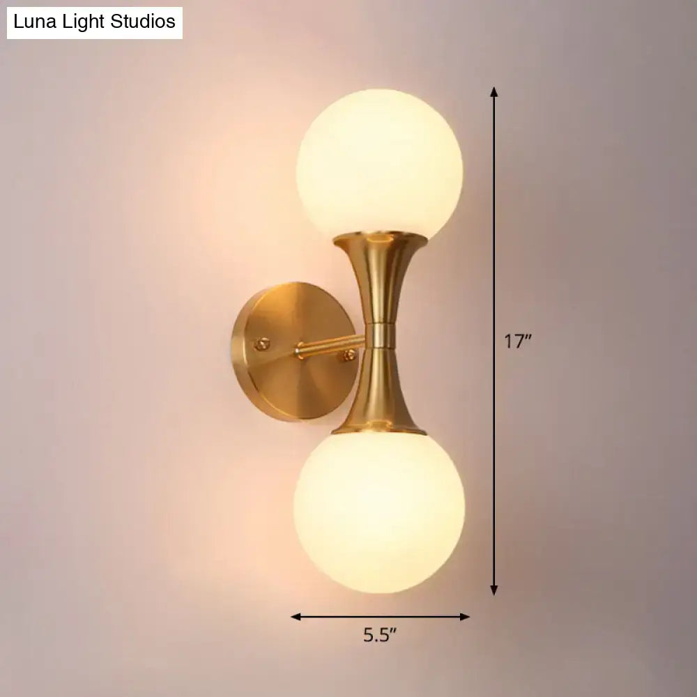 Postmodern gold milk glass globe sconce light living room wall lamp