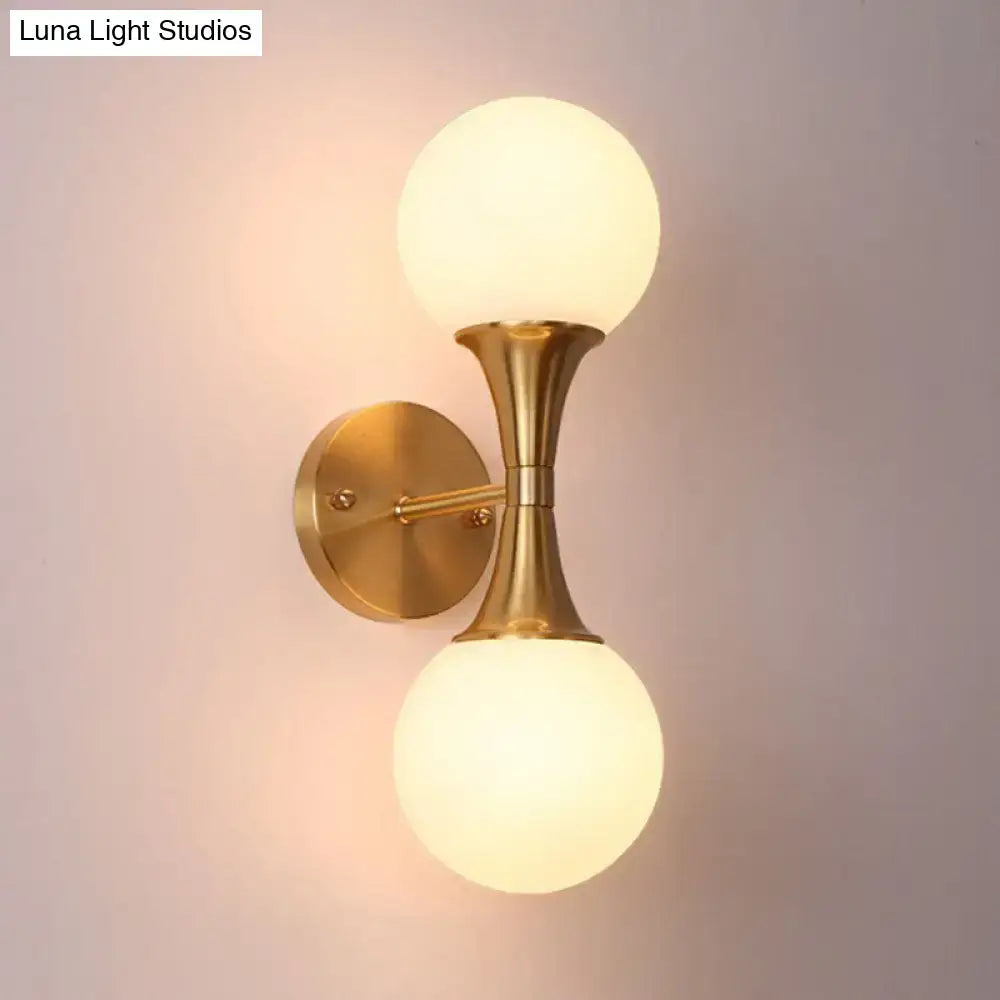 Postmodern gold milk glass globe sconce light living room wall lamp