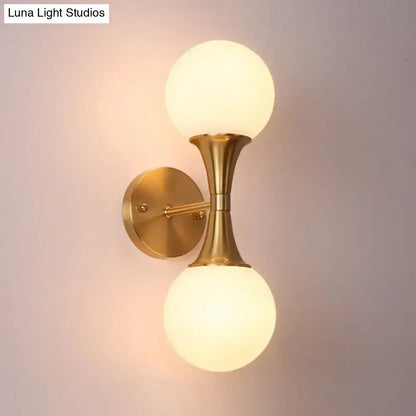 Postmodern gold milk glass globe sconce light living room wall lamp