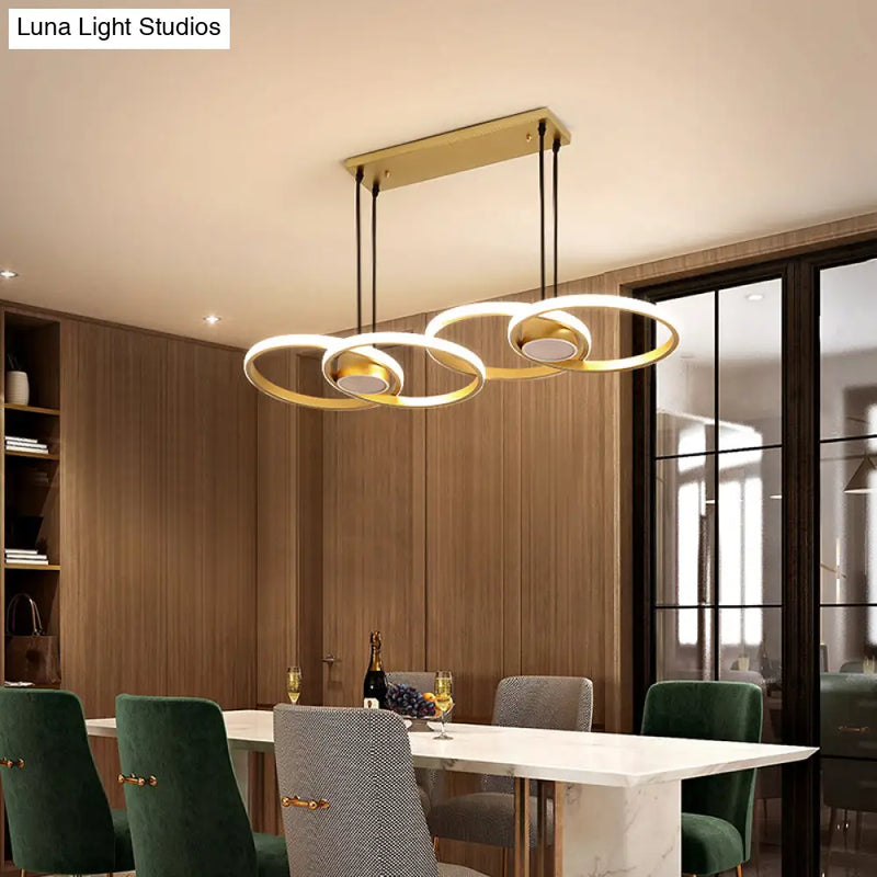 DecorBites™ Postmodern Gold Ring Island Pendant Light Fixture, Metal LED Kit with Warm/White Light