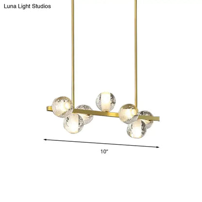 Postmodern gold seeded crystal suspension globe light dining room