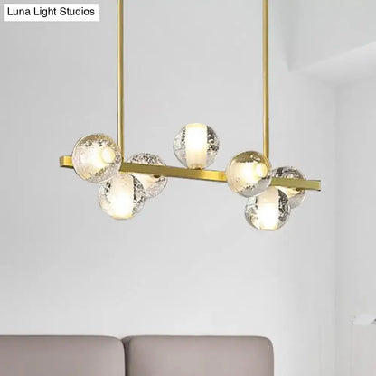 Postmodern gold seeded crystal suspension globe light dining room
