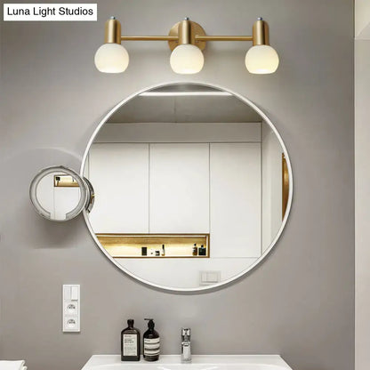 Postmodern gold swivel dome milk glass vanity light bathroom sconce