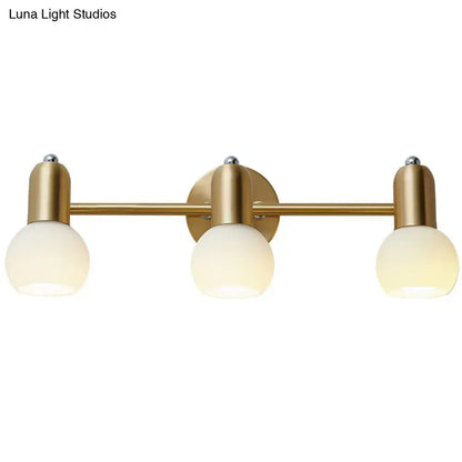 Postmodern gold swivel dome milk glass vanity light bathroom sconce