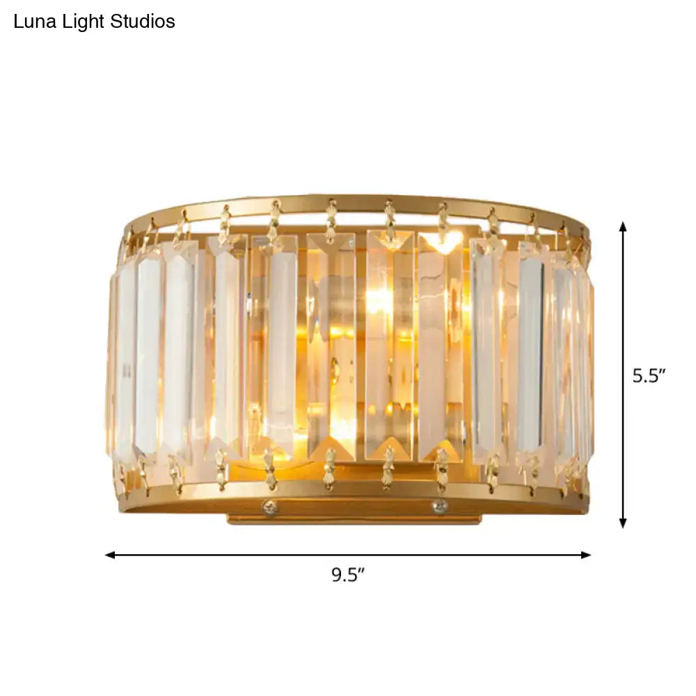 Postmodern gold wall lamp with prismatic crystal shade bedroom sconce