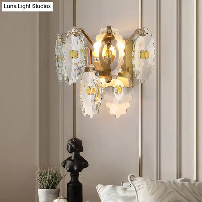 Postmodern green gold gem crystal wall sconce bedroom light