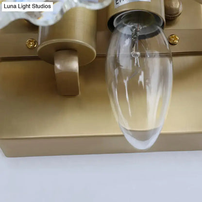 Postmodern green gold gem crystal wall sconce bedroom light