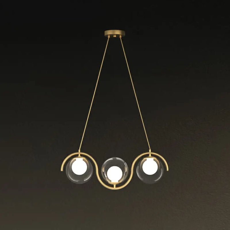 DecorBites™ Postmodern Island Light Fixture: Wavy Metallic Hanging Lamp with Glass Shade