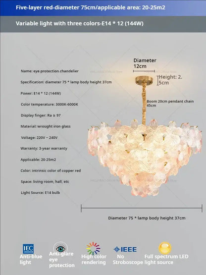 Postmodern lavender & white glass flower princess pendant light bedroom