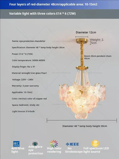 Postmodern lavender & white glass flower princess pendant light bedroom