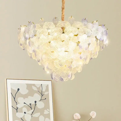 Postmodern lavender & white glass flower princess pendant light bedroom