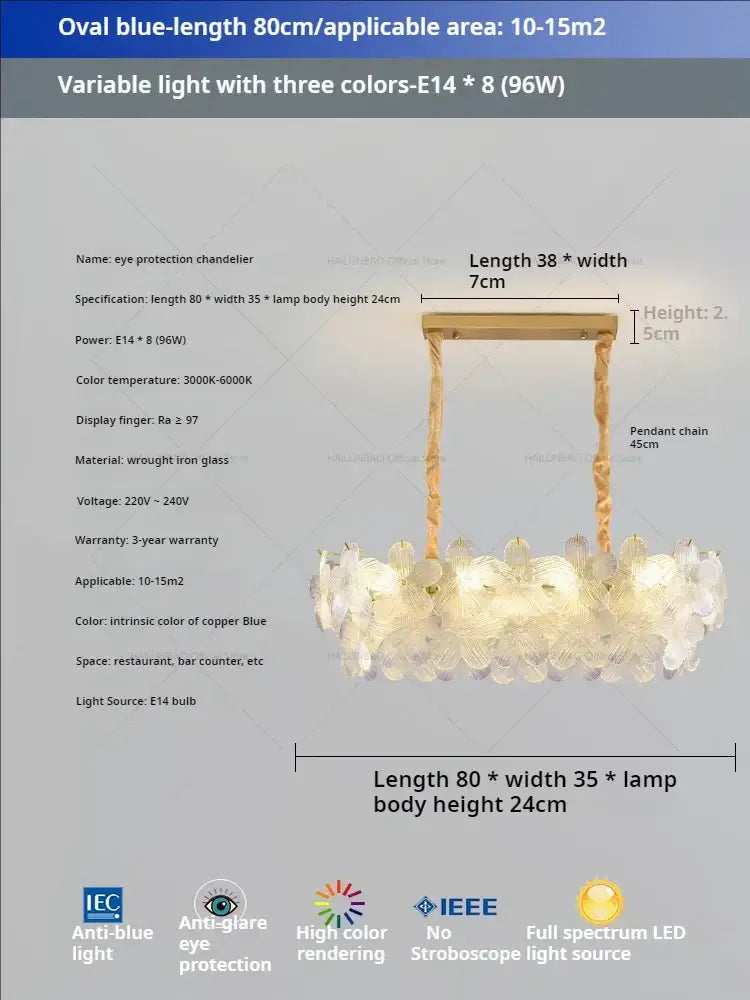 Postmodern lavender & white glass flower princess pendant light bedroom