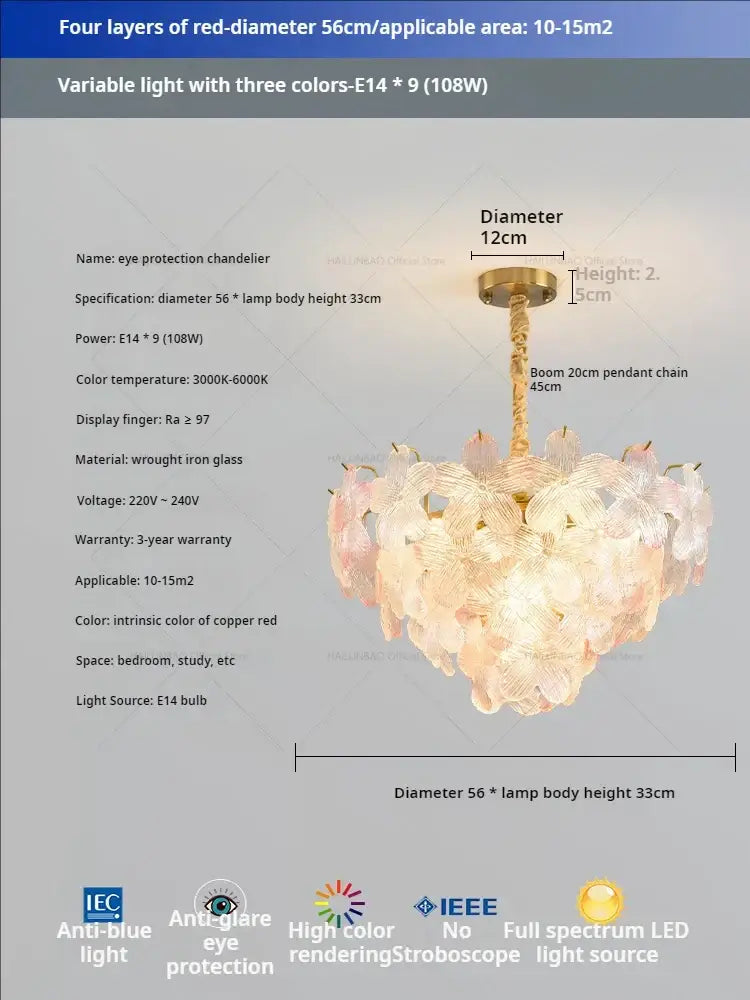 Postmodern lavender & white glass flower princess pendant light bedroom