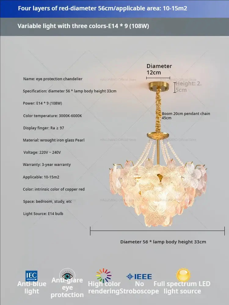 Postmodern lavender & white glass flower princess pendant light bedroom