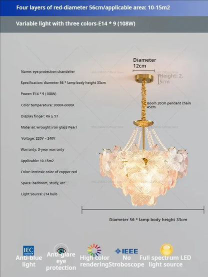 Postmodern lavender & white glass flower princess pendant light bedroom
