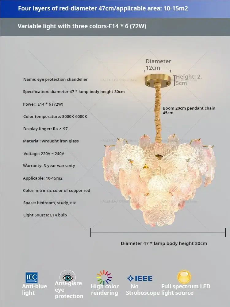 Postmodern lavender & white glass flower princess pendant light bedroom