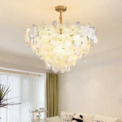 Postmodern lavender & white glass flower princess pendant light bedroom