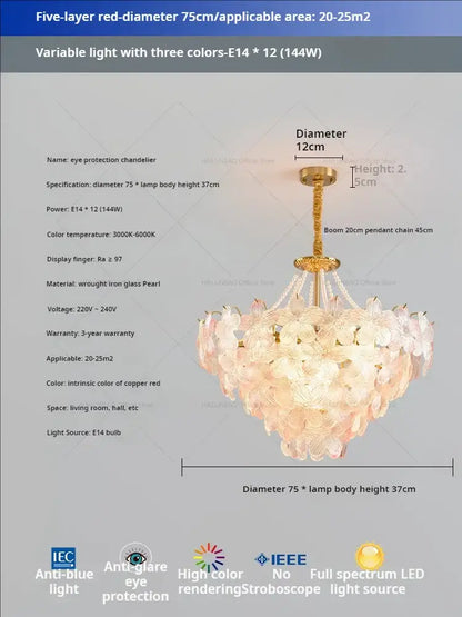 Postmodern lavender & white glass flower princess pendant light bedroom