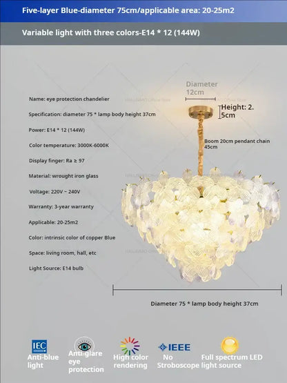 Postmodern lavender & white glass flower princess pendant light bedroom