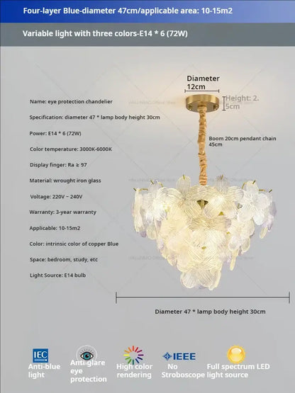 Postmodern lavender & white glass flower princess pendant light bedroom